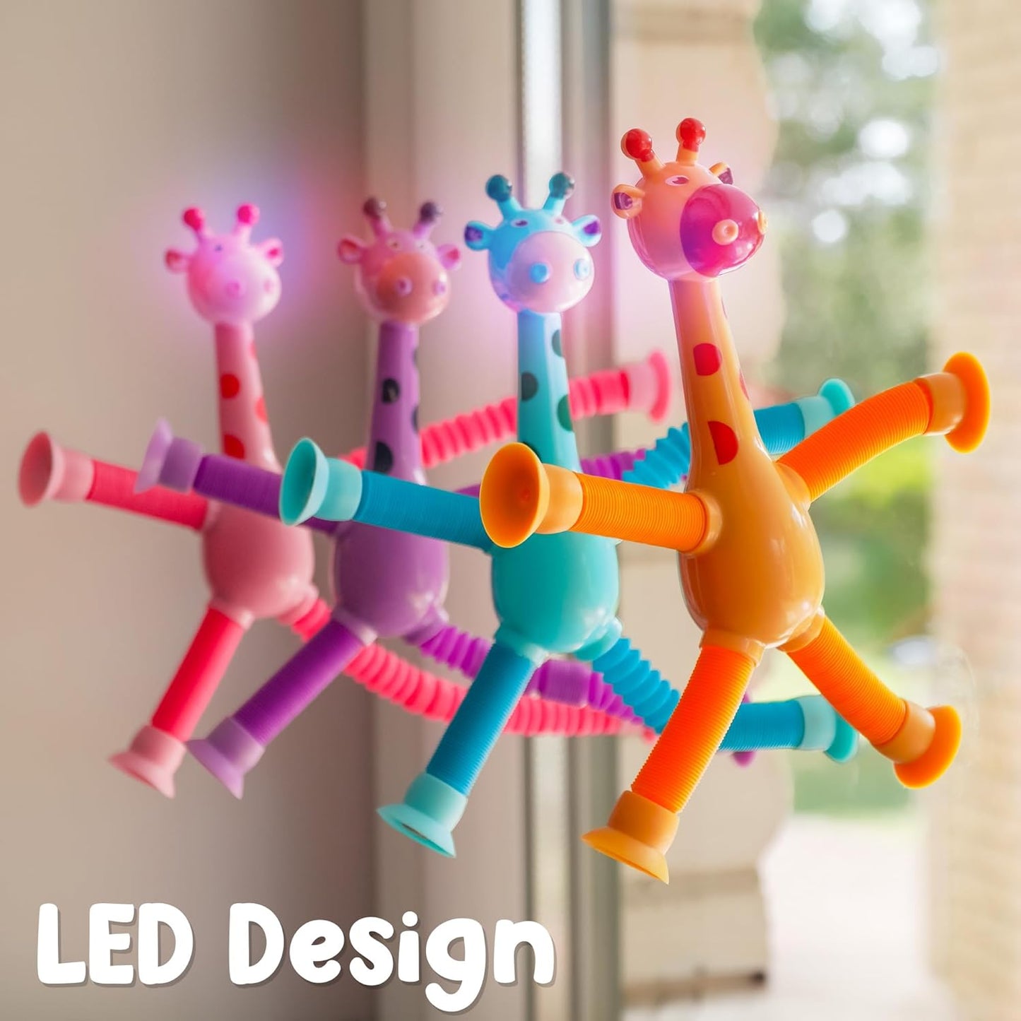 LED Giraffe Fidget Toys | Pop Tubes for Kids – 4 Pack