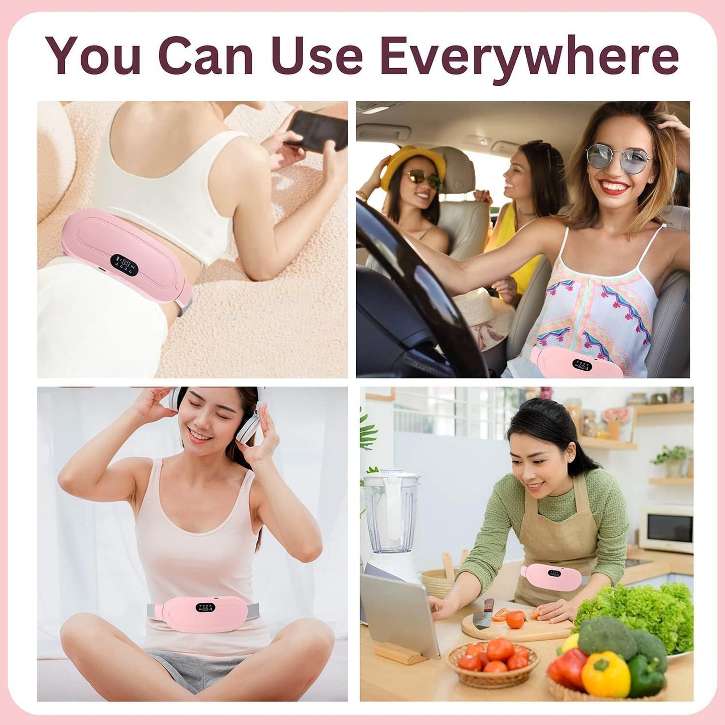 Electric Period Cramp Massager Vibrating Heating Belt