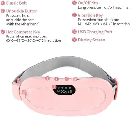 Electric Period Cramp Massager Vibrating Heating Belt