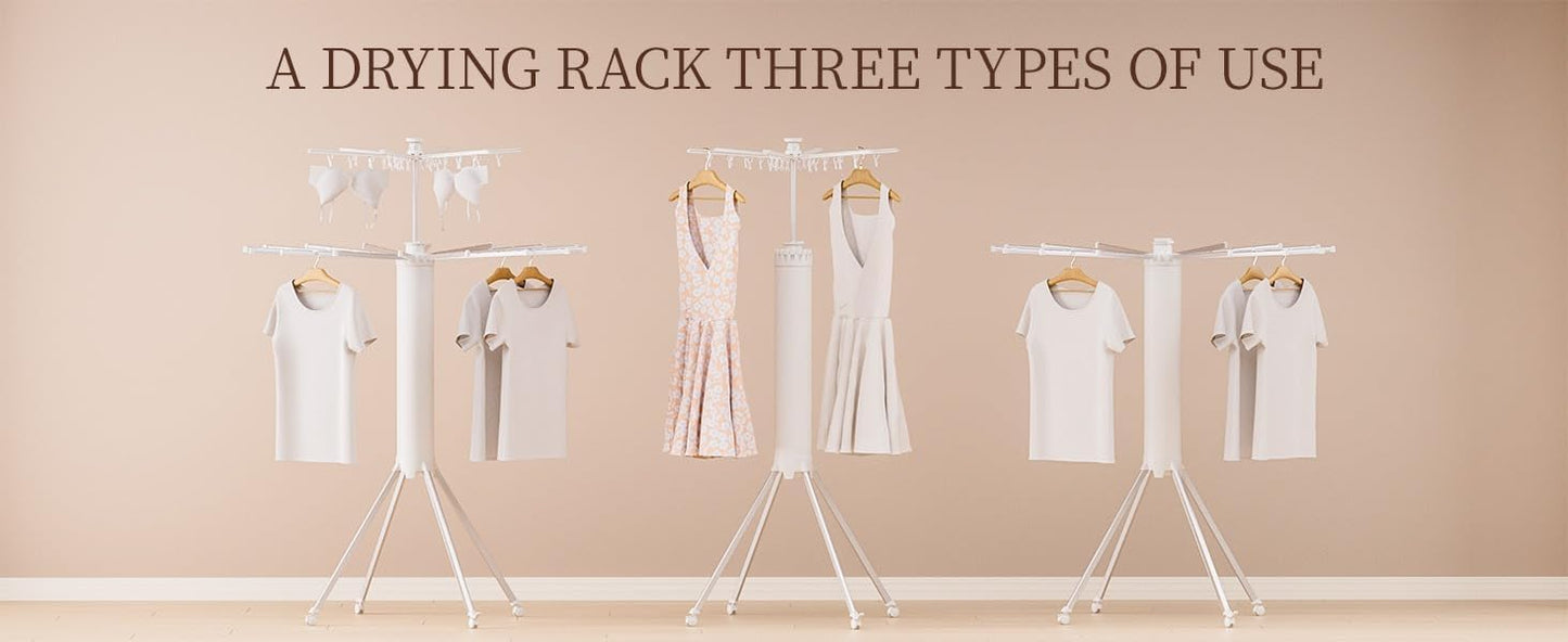 Foldable 360° Rotating Clothes Drying Rack – Space-Saving, Portable & Rust-Free