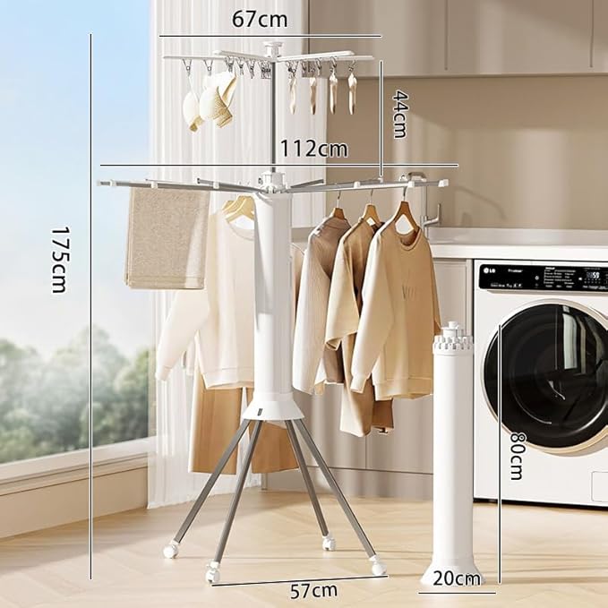 Foldable 360° Rotating Clothes Drying Rack – Space-Saving, Portable & Rust-Free
