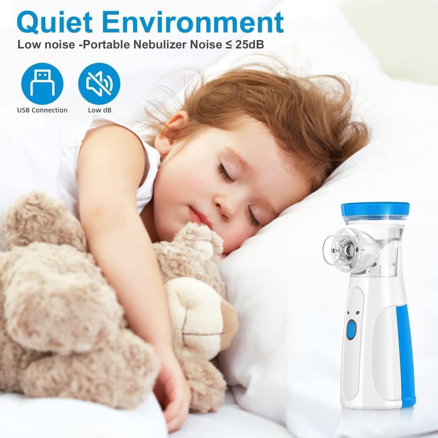 Portable Ultrasonic Mesh Nebulizer - Silent, Rechargeable & Cordless for All Ages.