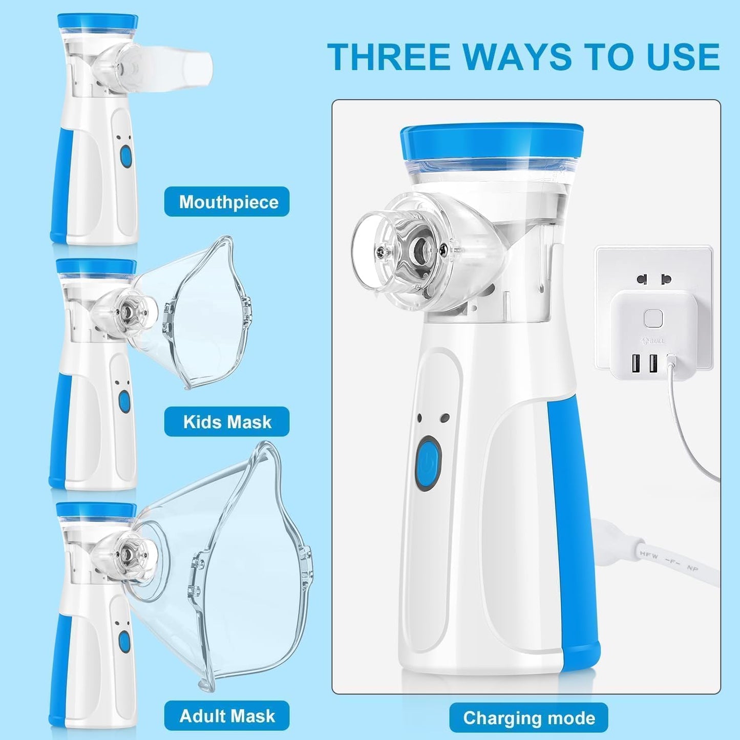 Portable Ultrasonic Mesh Nebulizer - Silent, Rechargeable & Cordless for All Ages.