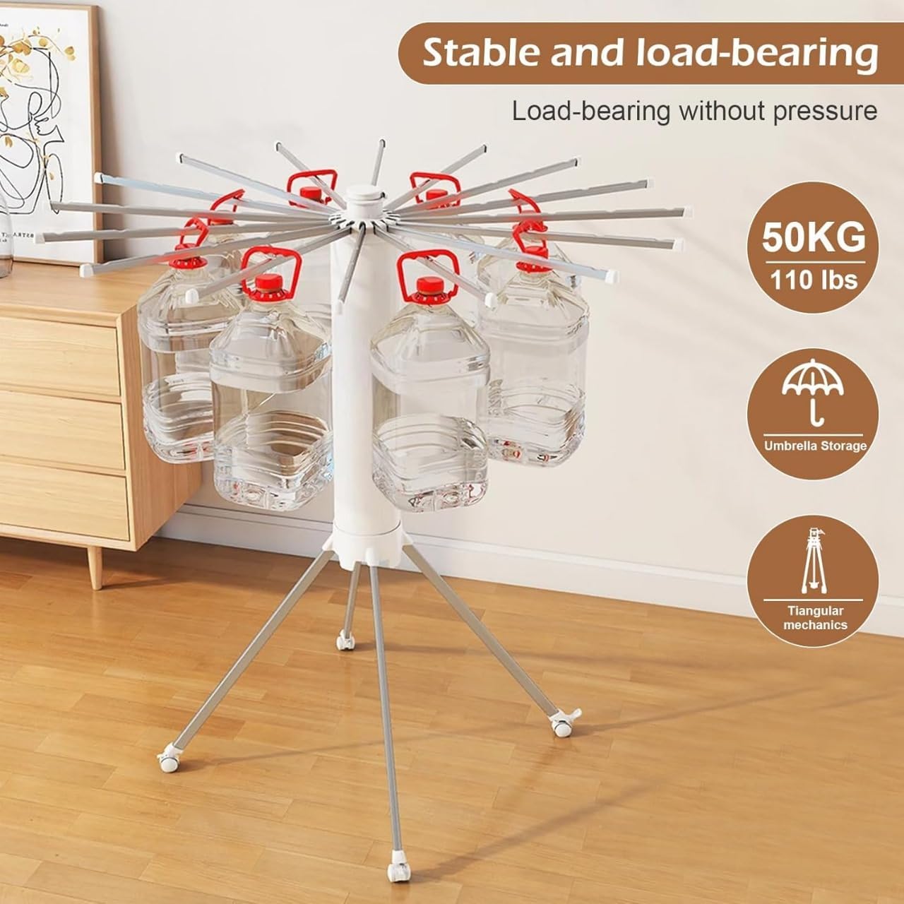 Foldable 360° Rotating Clothes Drying Rack – Space-Saving, Portable & Rust-Free
