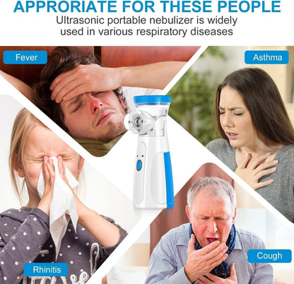 Portable Ultrasonic Mesh Nebulizer - Silent, Rechargeable & Cordless for All Ages.